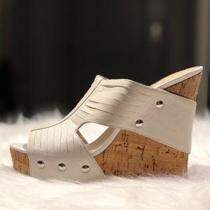 I.N.C White Leather Platforms